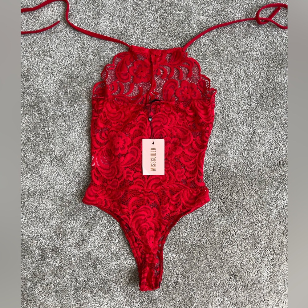 Misguided Lace Halter Bodysuit